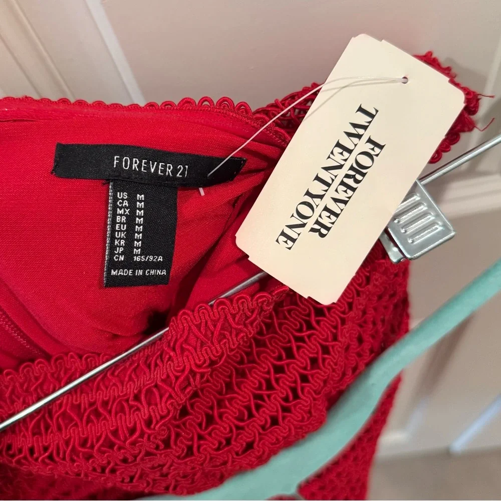 Forever 21 Vibrant Red Textured Dress - Picture 2 of 3